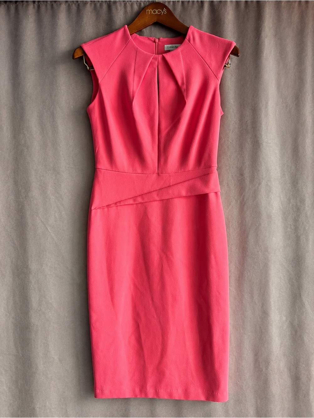 Calvin Klein Hot Pink Pleated Sheath Dress - Picture 2 of 4
